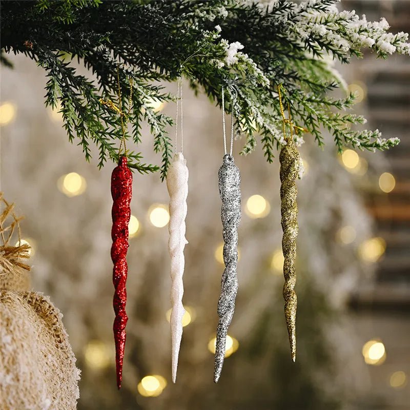 Skorter | Faux Icicle Christmas Ornaments Set– Winter Wonderland Tree Decorations for Parties & New Year Charm