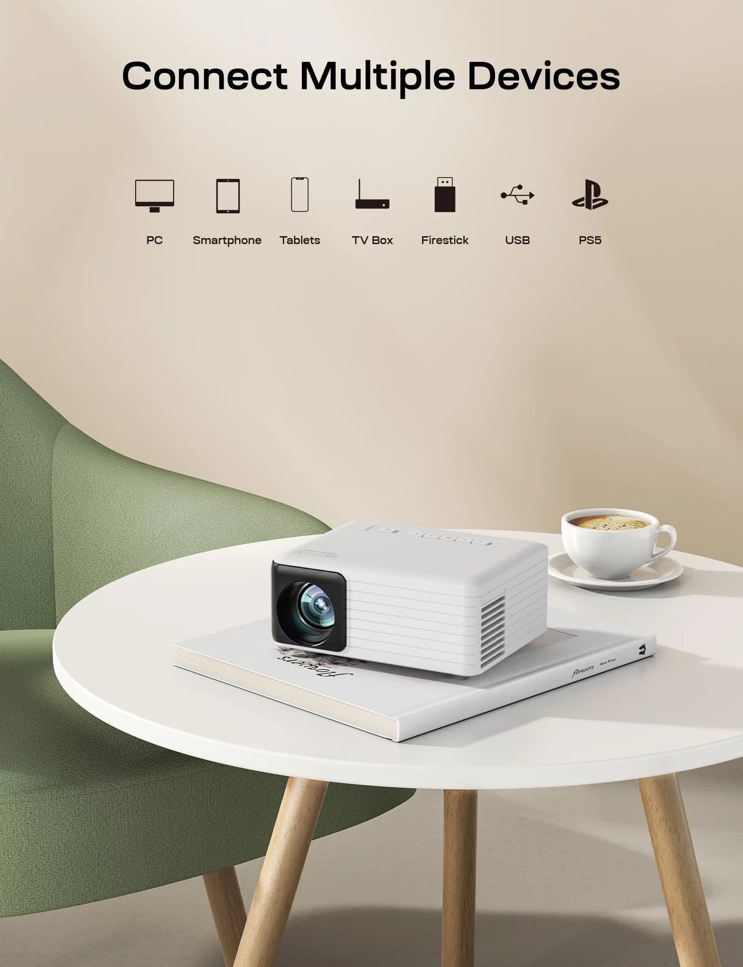Skørter | Mini Projector 1080P Supported, 4000 Lumen LED 3.0 Outdoor Theater, 60000 HOURS BULB LIFETIME