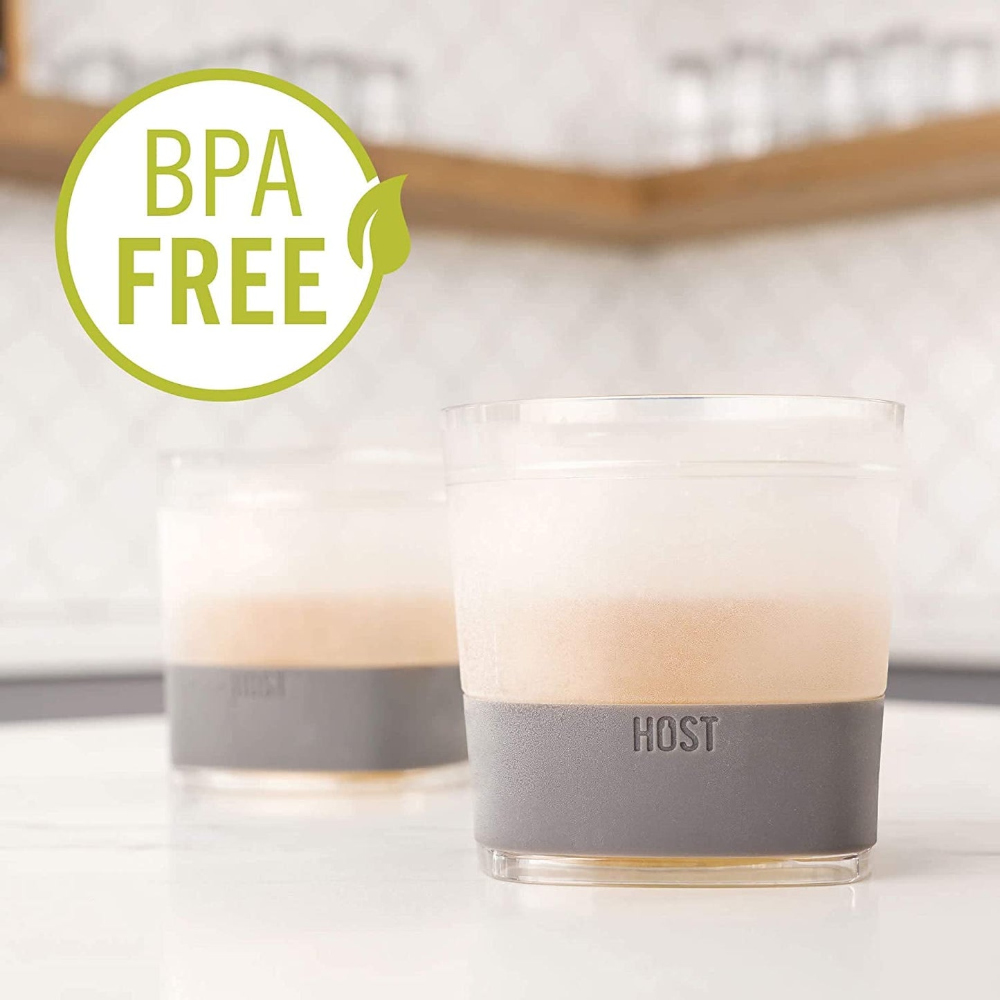 Skorter | Cooling Cups for Whiskey, Bourbon and Scotch, Freezer Gel Chiller Double Wall Glass Set of 1, Smoke, 9 ounces
