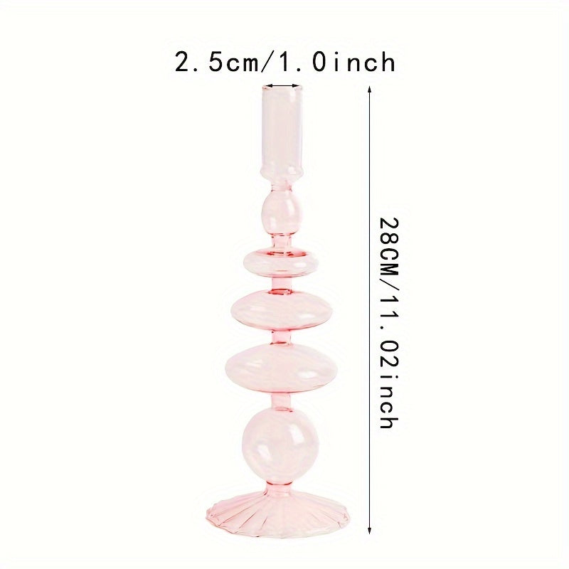 Skorter | 1pc Creative and Minimalist Glass Candle Holder Set - Lacquered Glass Vase Table Decoration for Living Room, Dining Table and Romantic Dinner