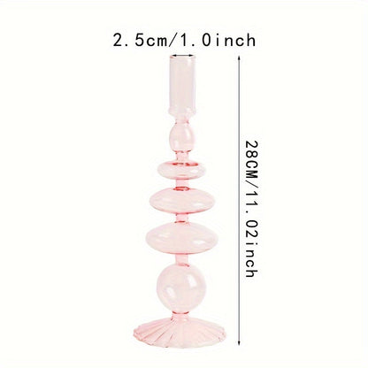Skorter | 1pc Creative and Minimalist Glass Candle Holder Set - Lacquered Glass Vase Table Decoration for Living Room, Dining Table and Romantic Dinner