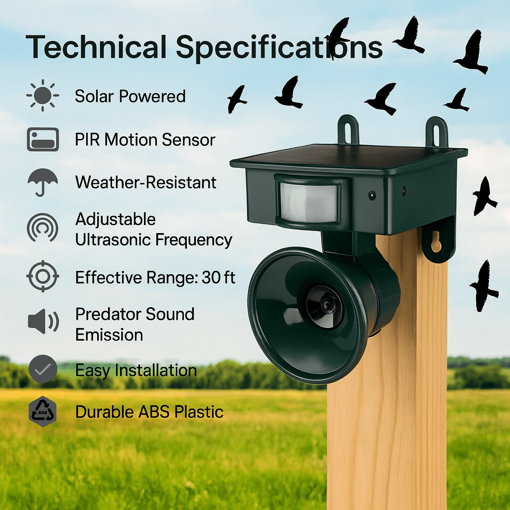 Skorter | FEATHERBLOCK – Motion-Activated Bird Repeller for Quiet & Clean Outdoor Spaces