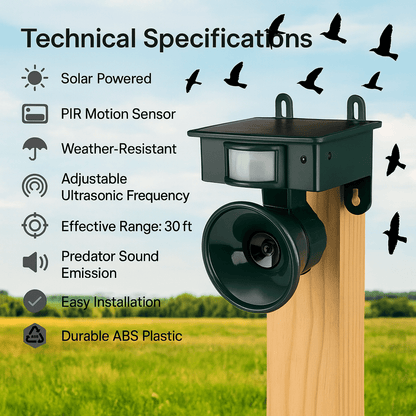 Skorter | FEATHERBLOCK – Motion-Activated Bird Repeller for Quiet & Clean Outdoor Spaces
