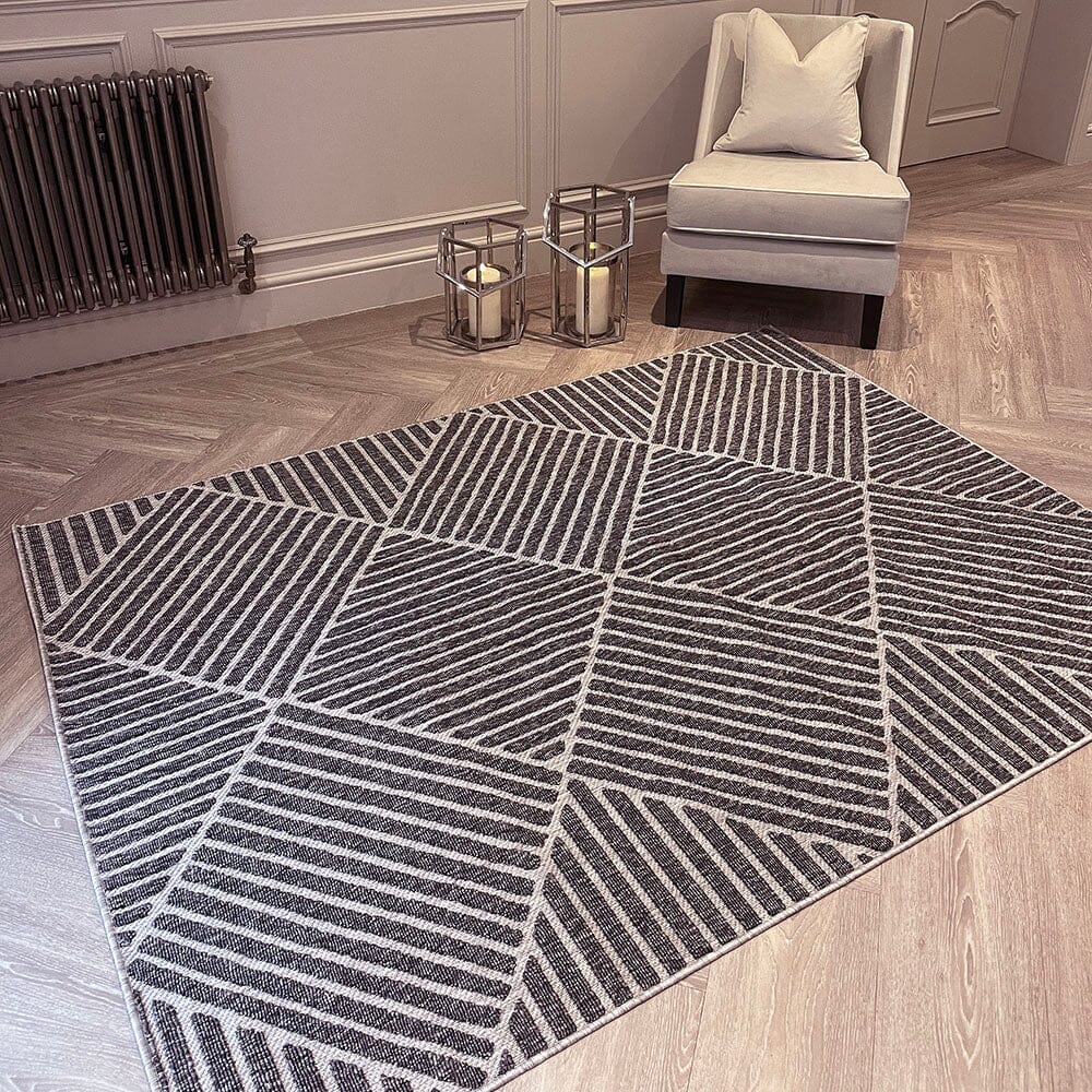 Skorter | Fensham Dark Gray Geometric Indoor / Outdoor Rug