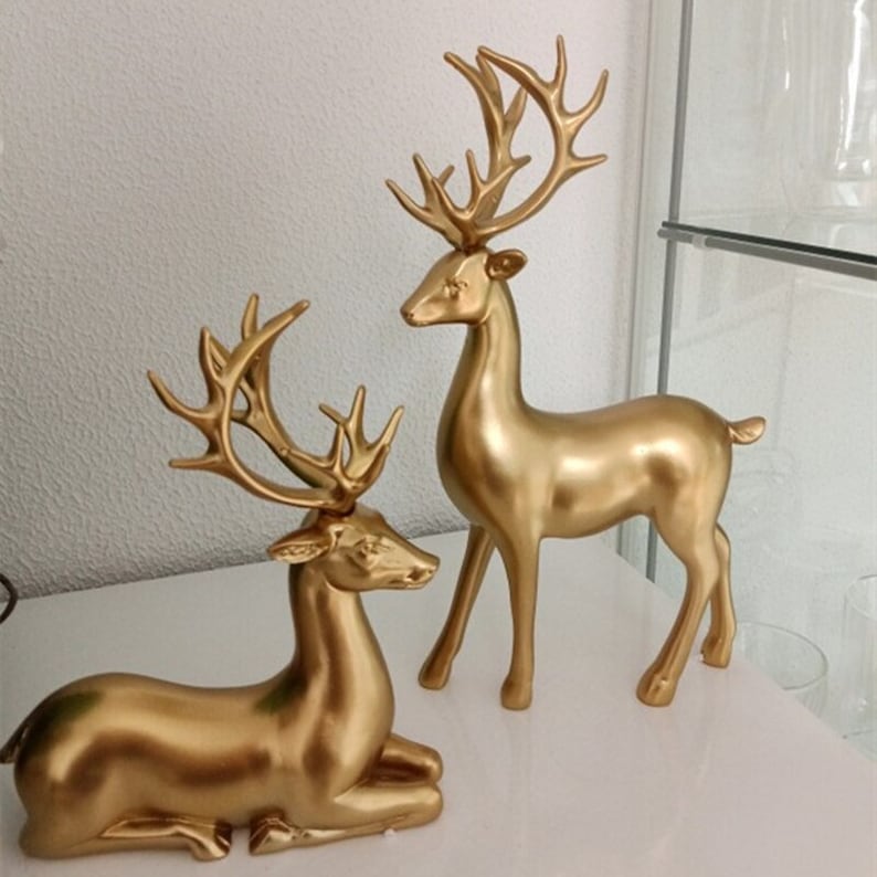Skorter | Golden Couple Deer Figurines
