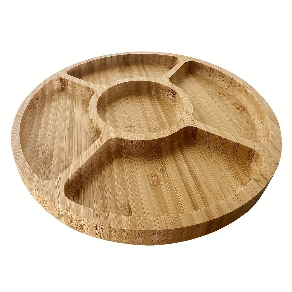 Skorter | BambooServe - Round Bamboo Snack Tray | Sustainable Plate for Meal & Fruit