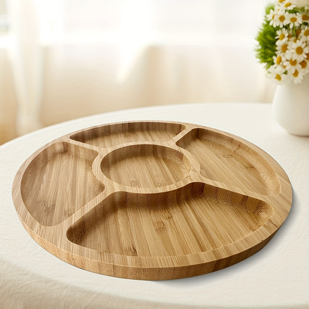Skorter | BambooServe - Round Bamboo Snack Tray | Sustainable Plate for Meal & Fruit