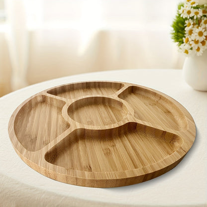 Skorter | BambooServe - Round Bamboo Snack Tray | Sustainable Plate for Meal & Fruit