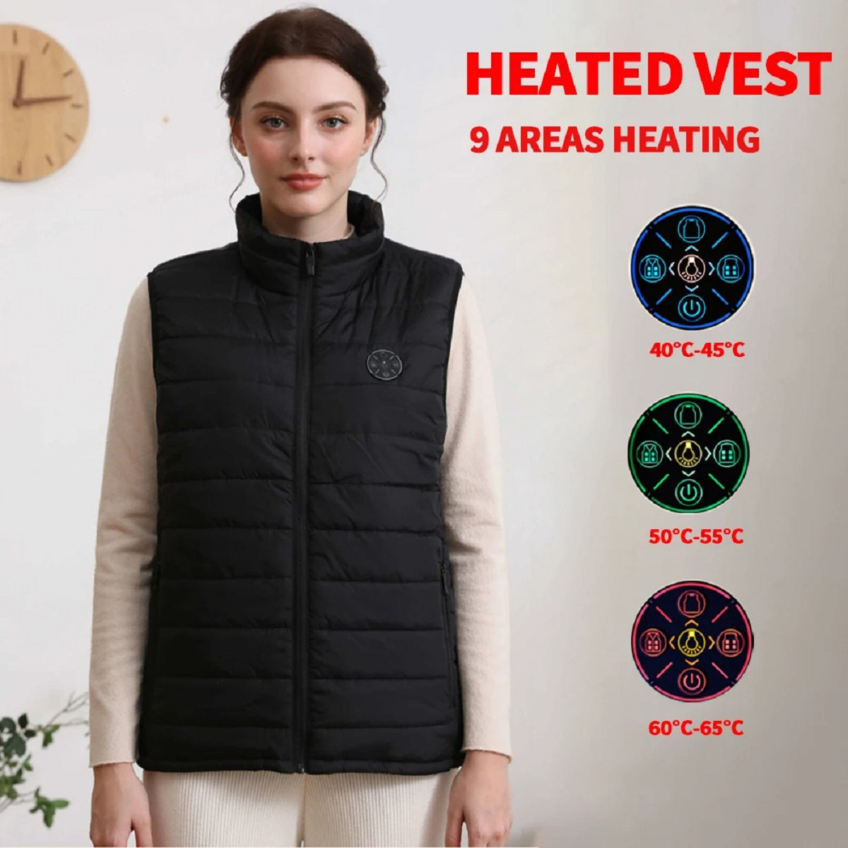 Skorter | 9-Zone USB Heated Vest | Rechargeable, Adjustable Heat Control & Ideal for Outdoor Activities