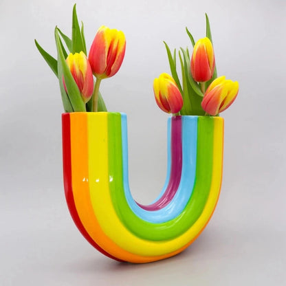 Skorter | ArcBloom – Ceramic Rainbow Vase with Artistic Design