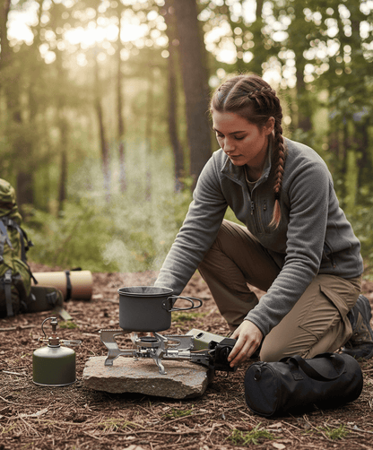 Skorter | FLAMECAMP – Portable Butane Camping Stove with Storage Bag & Gas Bottle