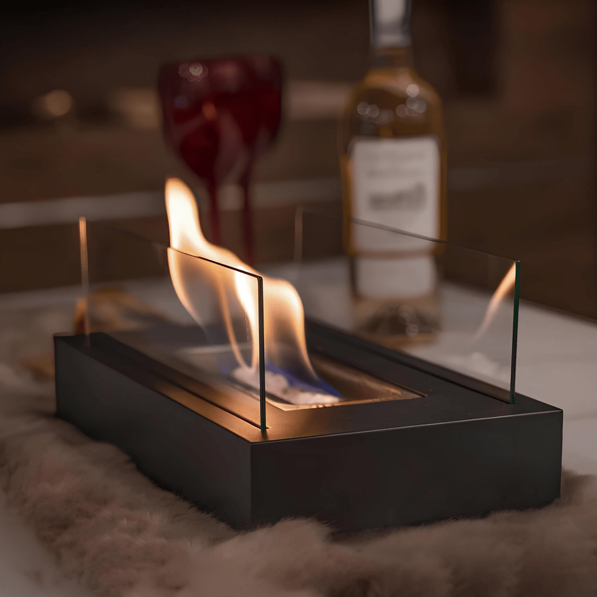 Skorter | FlameGlow Bioethanol Table Fireplace – Real Fire Without Smoke or Soot