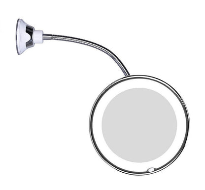 Skorter | Claravue LED Magnifying Mirror with Flexible Gooseneck – 10x Zoom, Daylight LEDs & Suction Mount