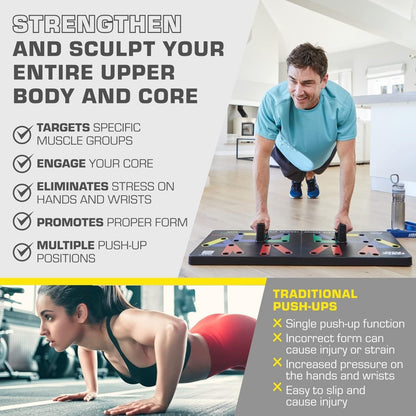 Skorter | Flexifit Foldable Push-Up Training Board – 30+ Color-Coded Positions – Full Body Strength Workout – Chest, Arms, Shoulders Training