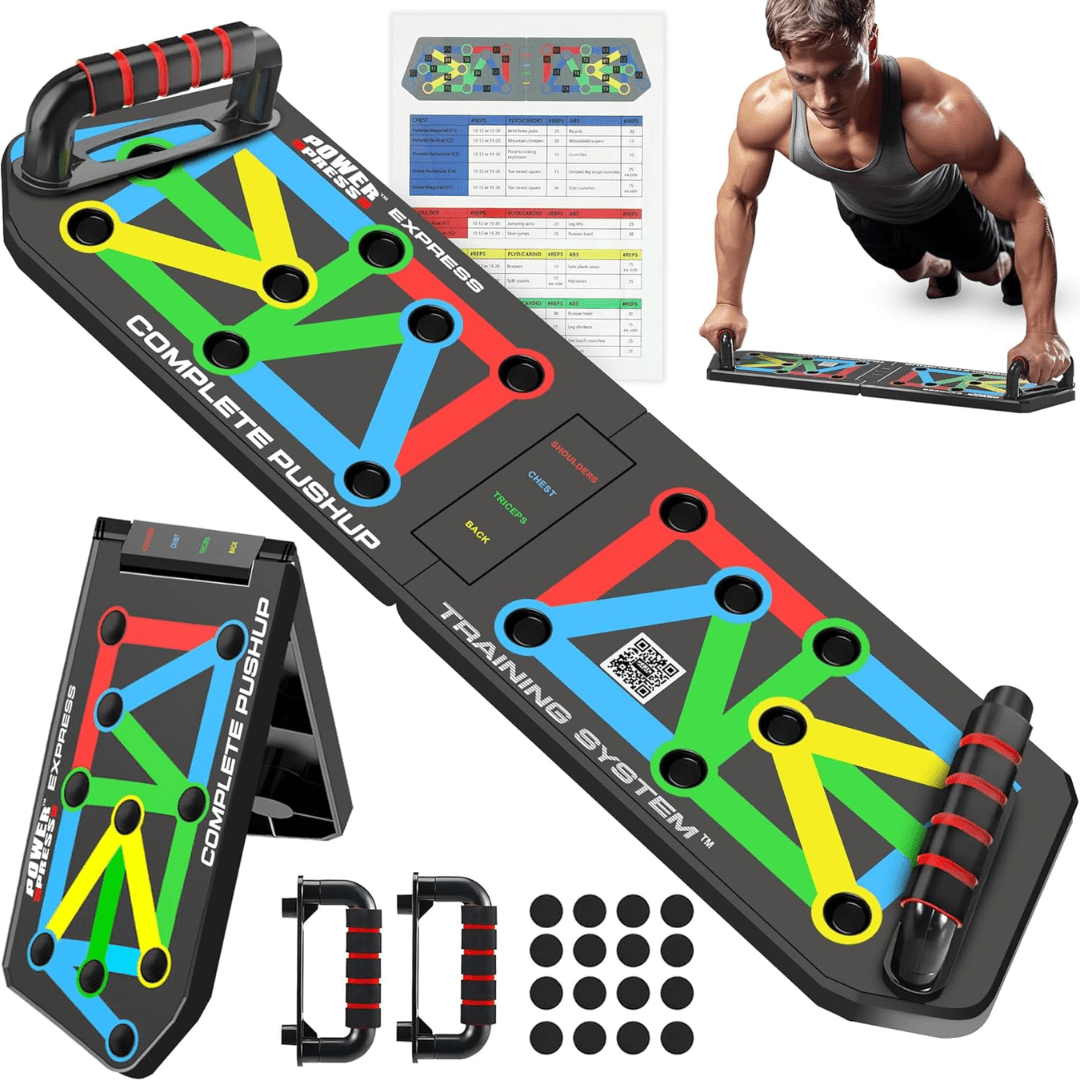 Skorter | Flexifit Foldable Push-Up Training Board – 30+ Color-Coded Positions – Full Body Strength Workout – Chest, Arms, Shoulders Training