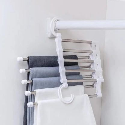 Skorter | FlexRack Trouser Shelf – Space-Saving, Adjustable Closet Organizer for Pants, Skirts, and Scarves – Stainless Steel – Non-Slip – Foldable Design