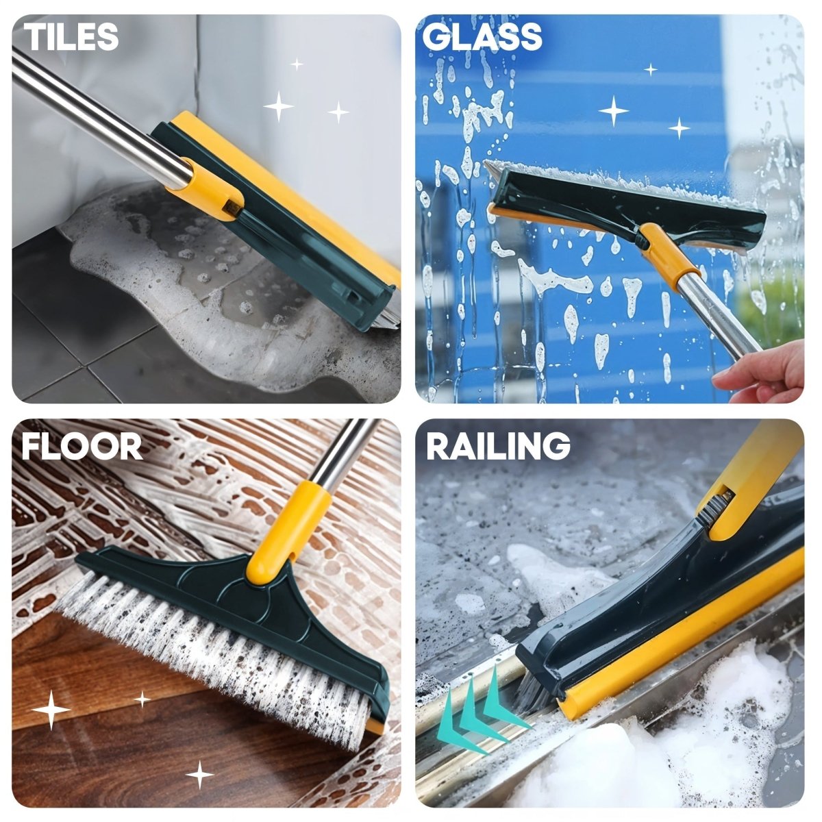 Skorter | FlexSweep Brush – 2-in-1 Cleaning Brush with Scraper for Floors and Tiles
