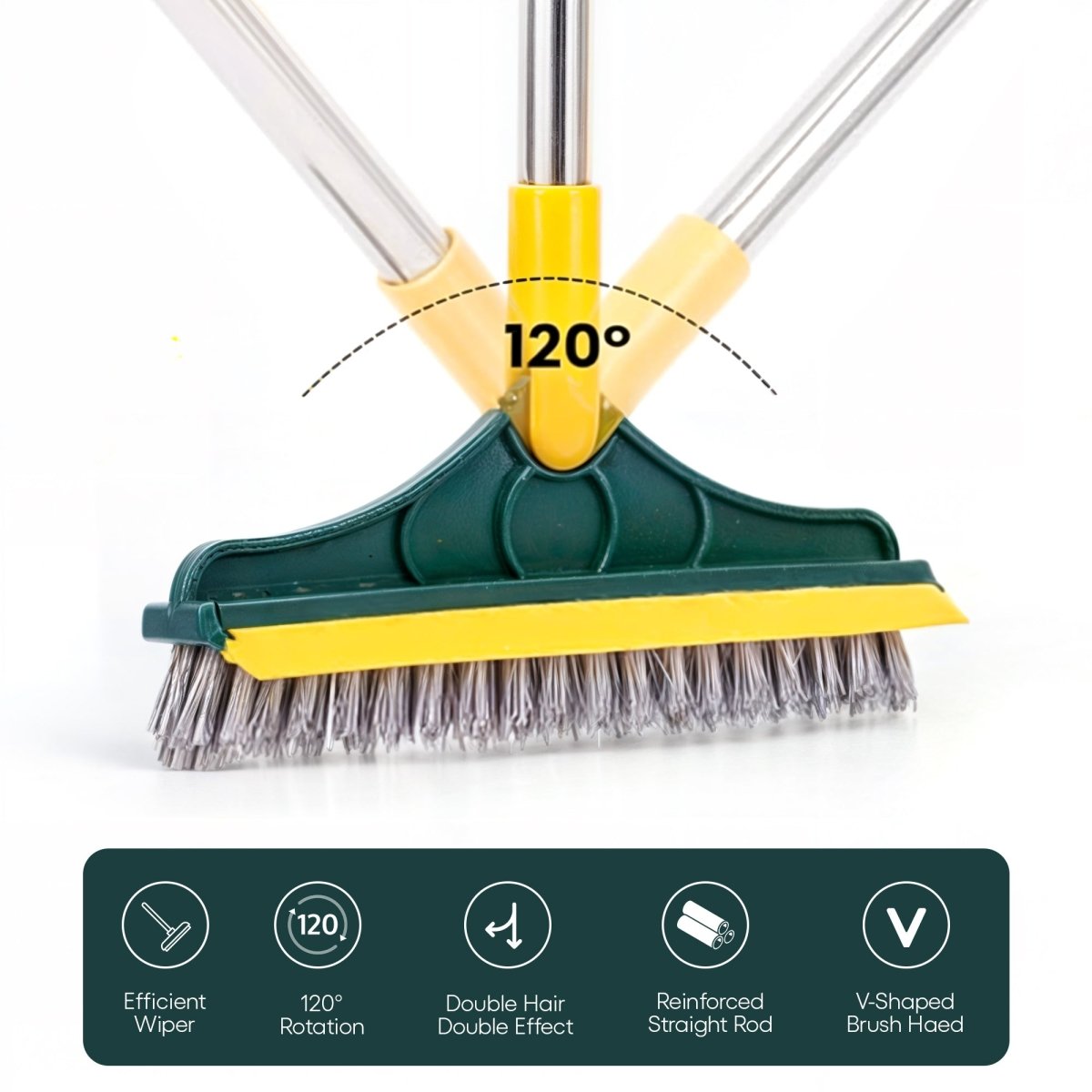 Skorter | FlexSweep Brush – 2-in-1 Cleaning Brush with Scraper for Floors and Tiles