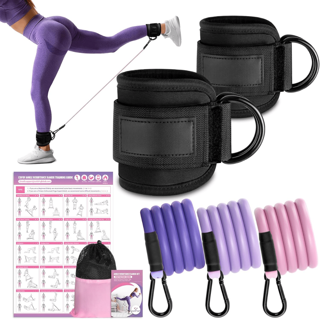 Skorter | FlexTone Resistance Bands – Hip and Glute Workout – Durable Ankle Bands with Training Guide – High-Performance Latex for Strength & Toning