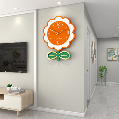 Floral Large Size Silent Wall Clock for Living Room - SKØRTER