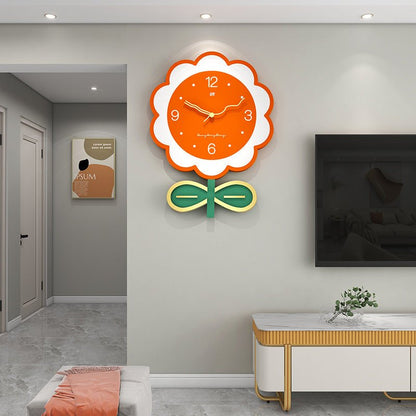 Floral Large Size Silent Wall Clock for Living Room - SKØRTER