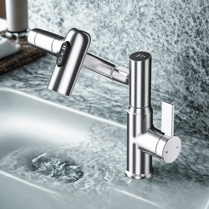 Skorter | FLOWAXIS – 360° Swiveling Kitchen Faucet with Adjustable Height & Temperature Display