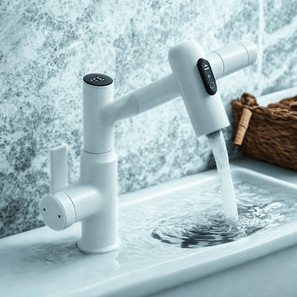 Skorter | FLOWAXIS – 360° Swiveling Kitchen Faucet with Adjustable Height & Temperature Display
