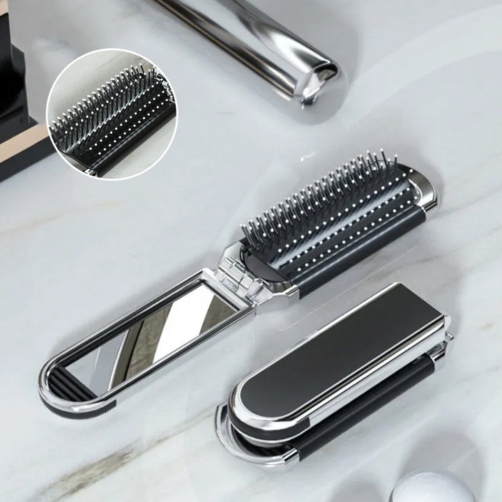 Skorter | MirrorFlex Travel Mirror Hair Brush | Foldable & Compact | Practical Styling on the Go
