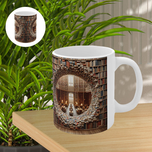 skorter | 3d Bookshelves Library Book Lovers Ceramic Mug