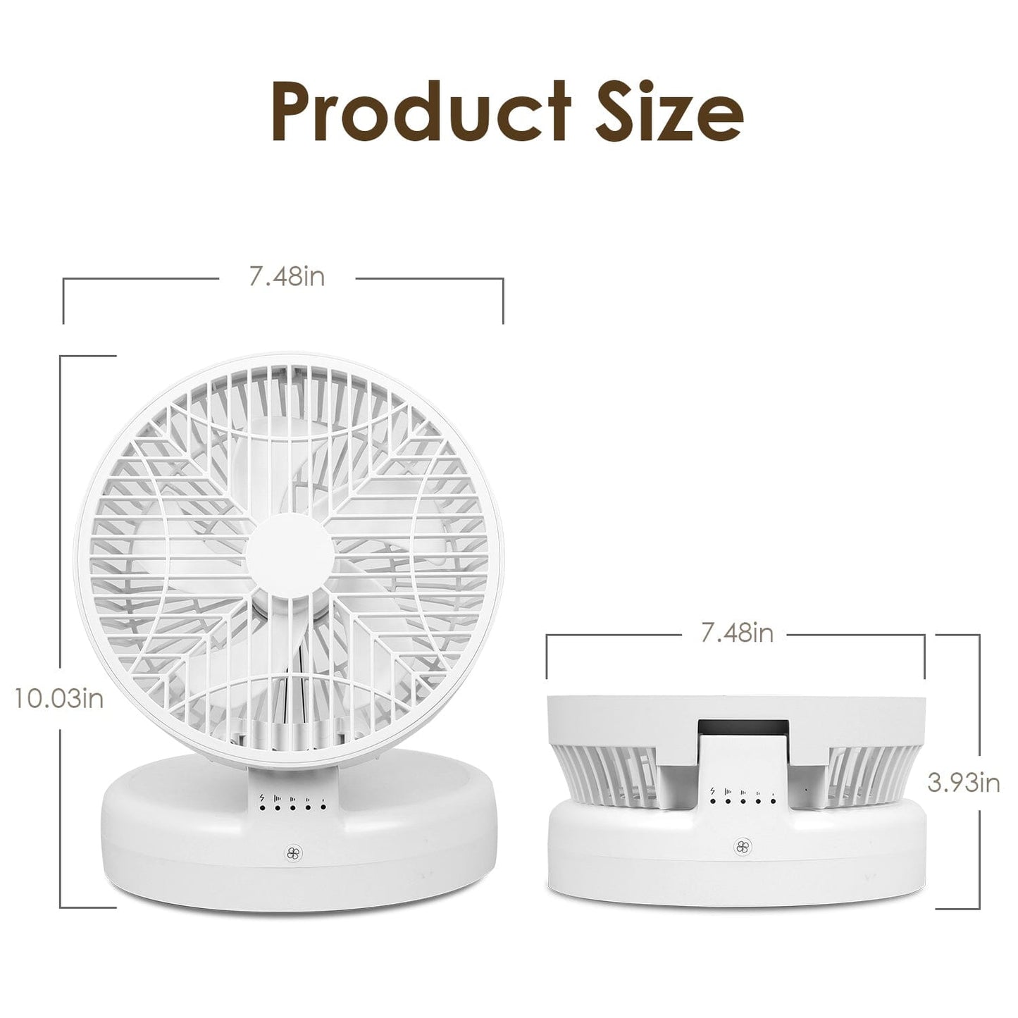 Skorter | Foldable Table Fan with 4 Wind Speeds Type-C Rechargeable Wall Mounted