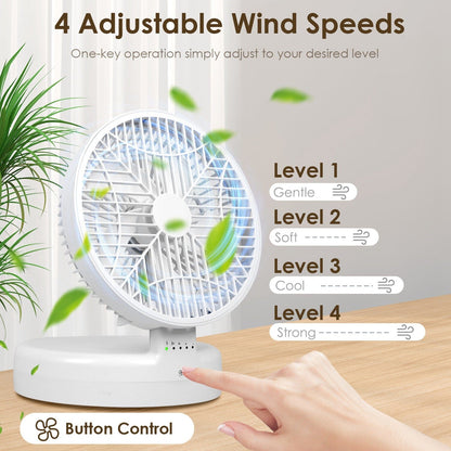 Skorter | Foldable Table Fan with 4 Wind Speeds Type-C Rechargeable Wall Mounted