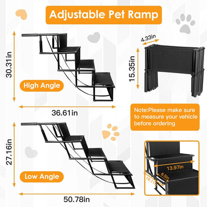 Skorter | Collapsible Dog Ramp 4 Steps Collapsible Nonslip Stairs
