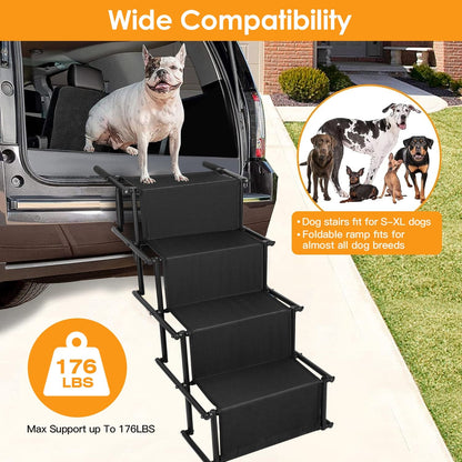 Skorter | Collapsible Dog Ramp 4 Steps Collapsible Nonslip Stairs