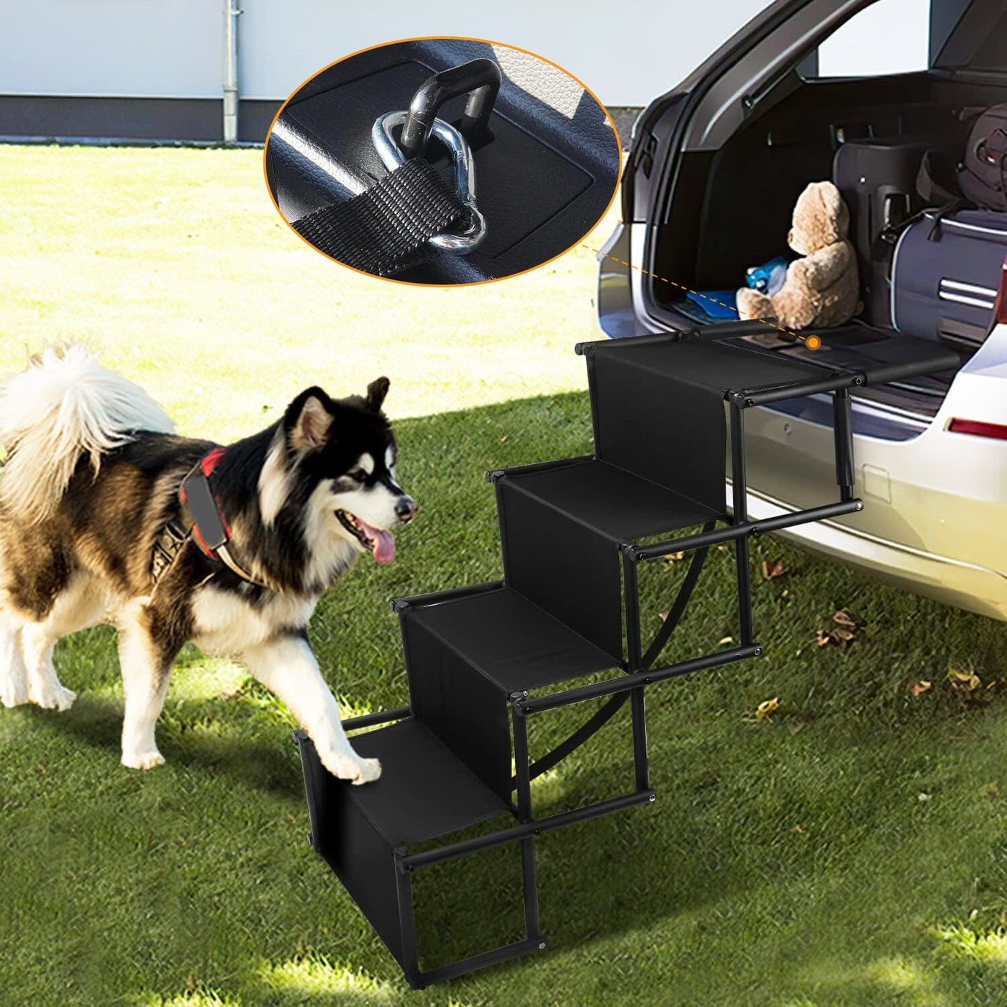 Skorter | Collapsible Dog Ramp 4 Steps Collapsible Nonslip Stairs