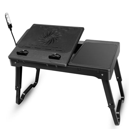 Skorter | Folding Laptop Desk Bed Notebook Table with Cooling Fan Mouse Pad