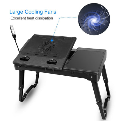 Skorter | Folding Laptop Desk Bed Notebook Table with Cooling Fan Mouse Pad