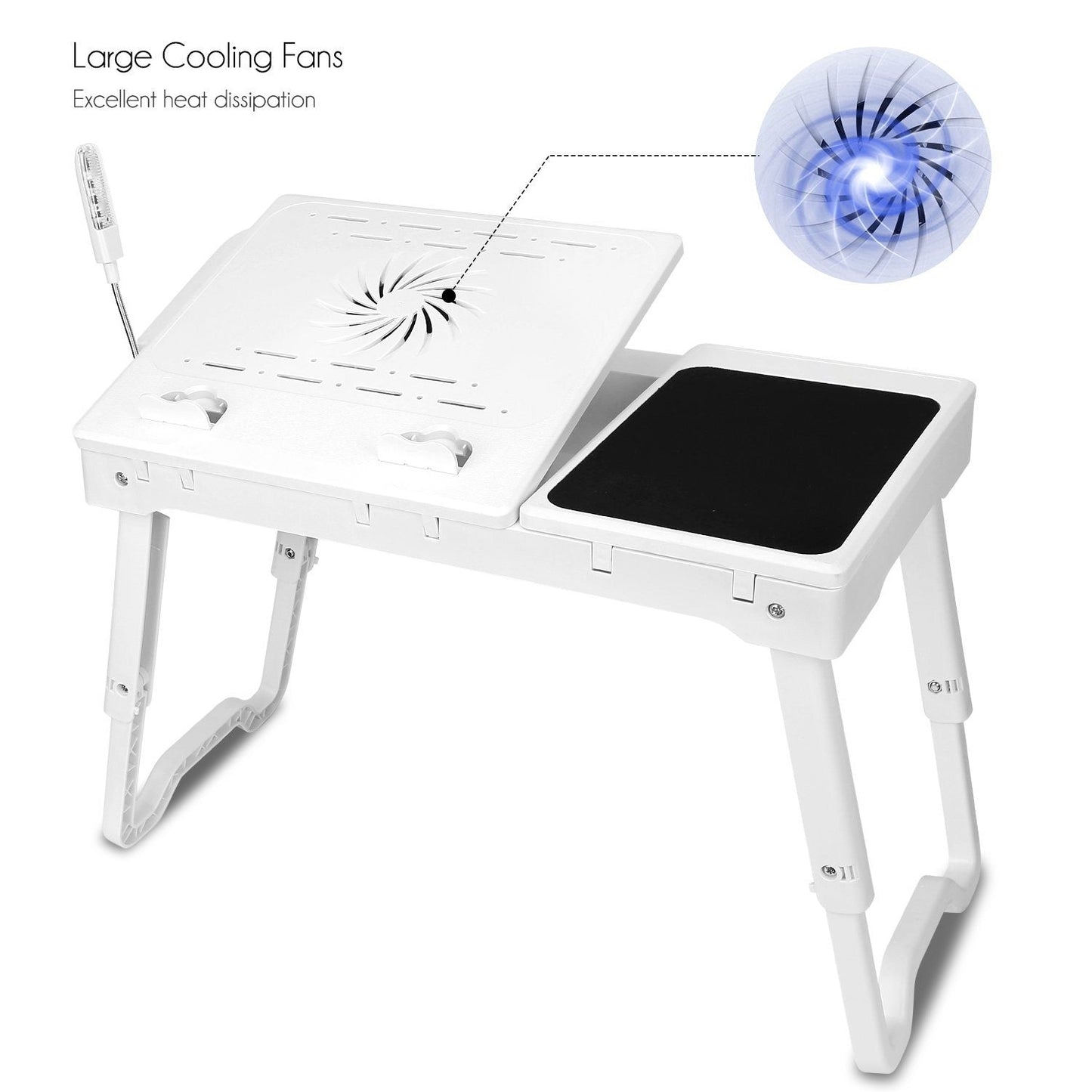 Skorter | Folding Laptop Desk Bed Notebook Table with Cooling Fan Mouse Pad