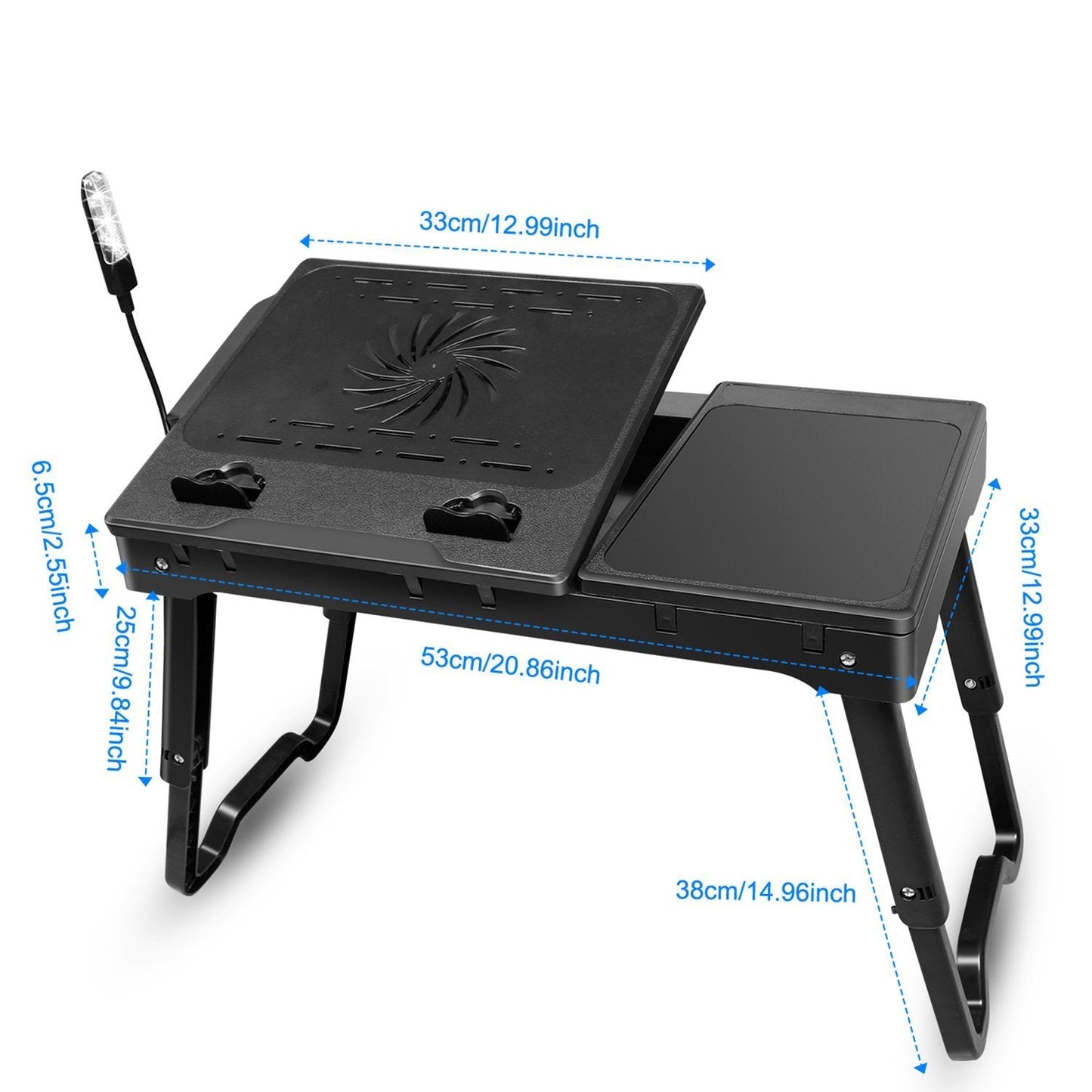 Skorter | Folding Laptop Desk Bed Notebook Table with Cooling Fan Mouse Pad