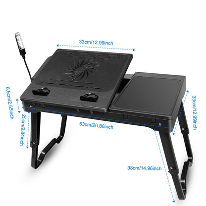 Skorter | Folding Laptop Desk Bed Notebook Table with Cooling Fan Mouse Pad