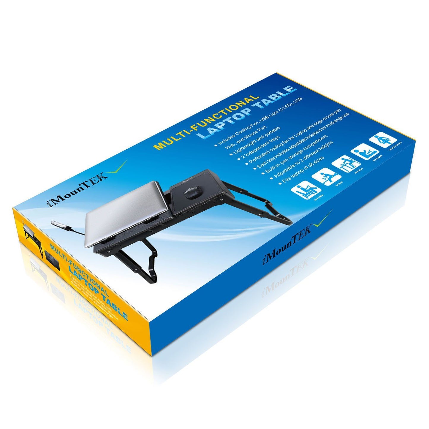 Skorter | Folding Laptop Desk Bed Notebook Table with Cooling Fan Mouse Pad