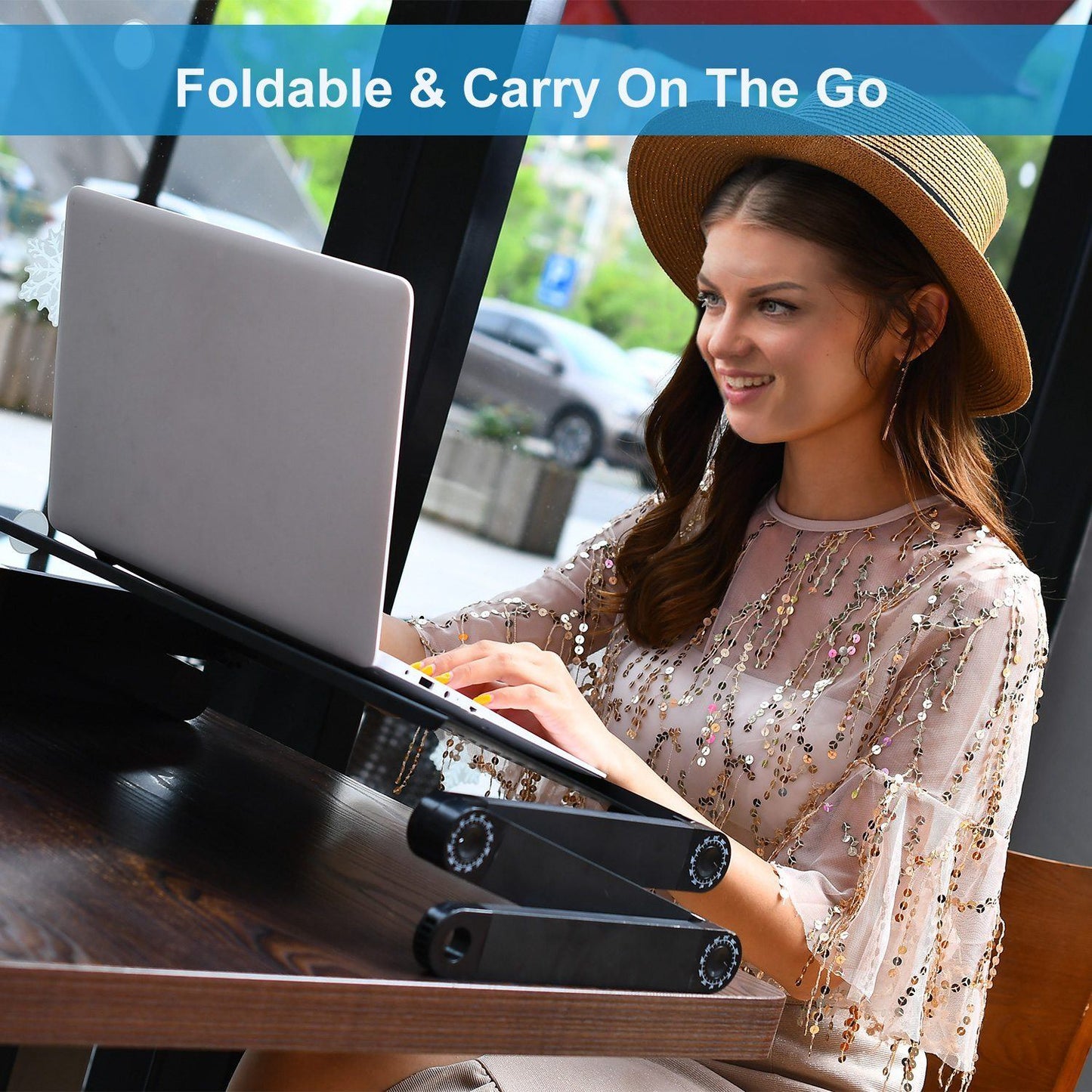 Skorter | Folding Laptop Table Bed Notebook Desk with Mouse Pad