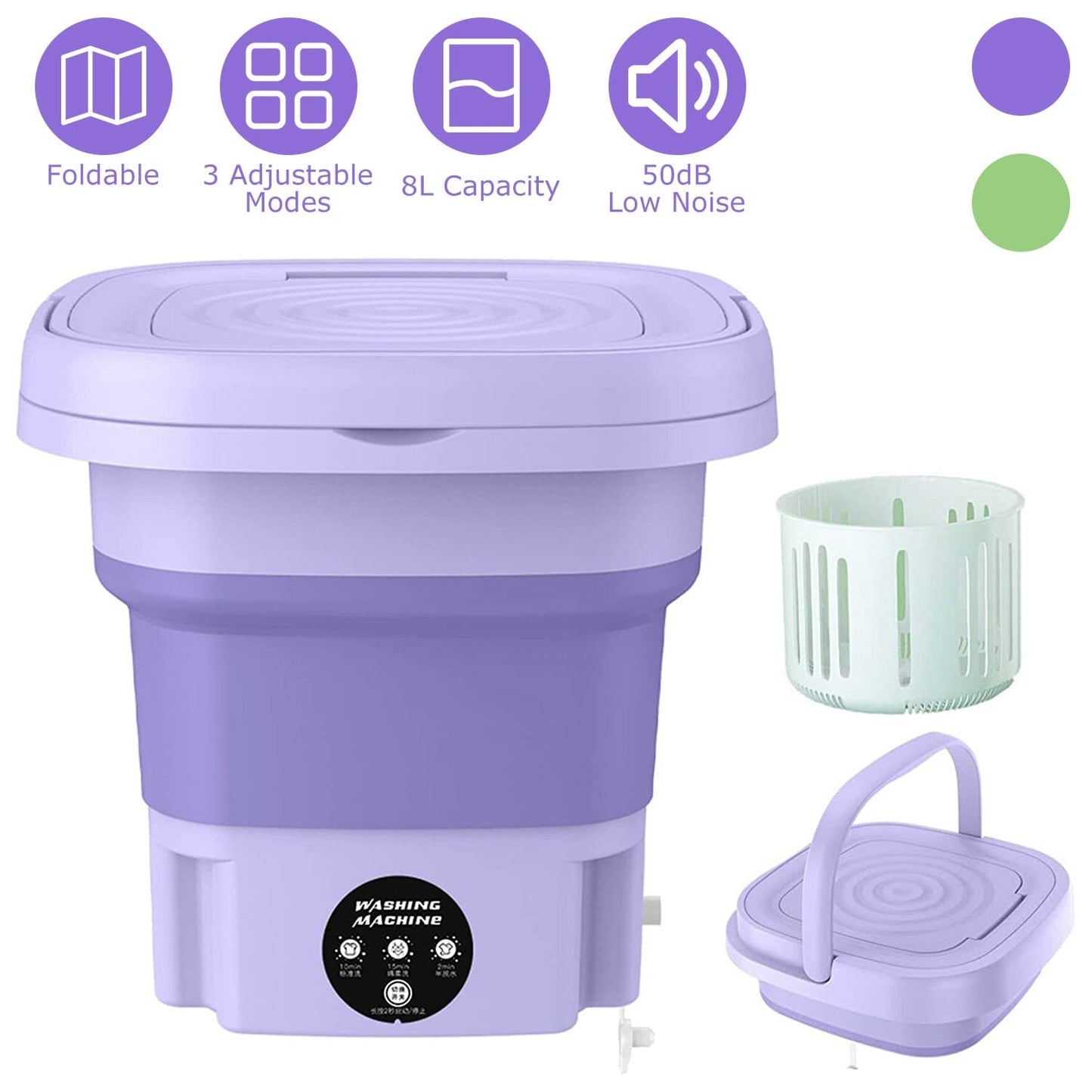 Skorter | Foldable Washing Machine with Removable Drain Basket