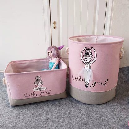 Skorter | Foldable Storage Basket for Baby Toys and Clothing – Durable Canvas Organizer with Handles – Space-Saving Design for Kids’ Room