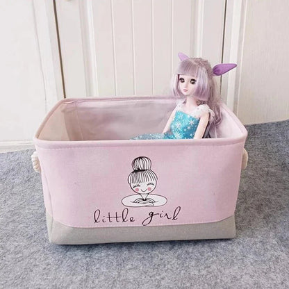 Skorter | Foldable Storage Basket for Baby Toys and Clothing – Durable Canvas Organizer with Handles – Space-Saving Design for Kids’ Room