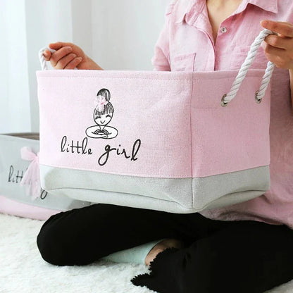 Skorter | Foldable Storage Basket for Baby Toys and Clothing – Durable Canvas Organizer with Handles – Space-Saving Design for Kids’ Room