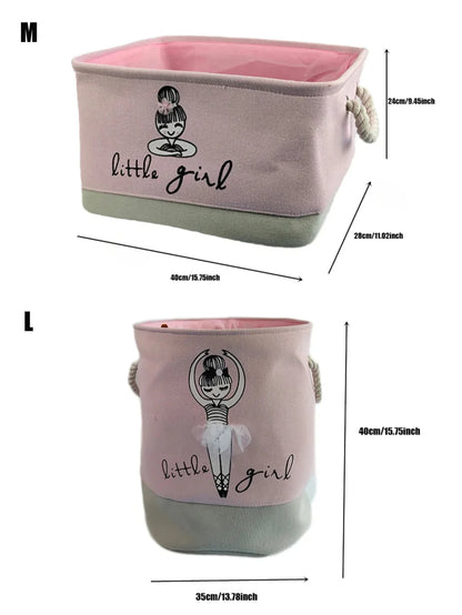 Skorter | Foldable Storage Basket for Baby Toys and Clothing – Durable Canvas Organizer with Handles – Space-Saving Design for Kids’ Room