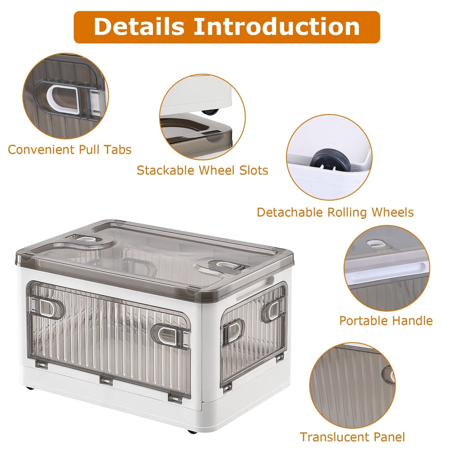 Skorter | Collapsible storage boxes with lid 4 doors collapsible stackable with lock