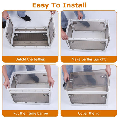 Skorter | Collapsible storage boxes with lid 4 doors collapsible stackable with lock