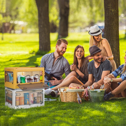 Skorter | Collapsible storage boxes with lid 4 doors collapsible stackable with lock