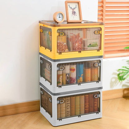 Skorter | Collapsible storage boxes with lid 4 doors collapsible stackable with lock